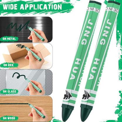 MotiMind 60 Pcs Industrial Lumber Crayons Bulk Wax Tire Marker Construction Marker for Craft Detailed Marking on Lumber Metal Carton Ceramics Concrete Glass Plastic 4.45" x 0.43" (Green) - color: Green