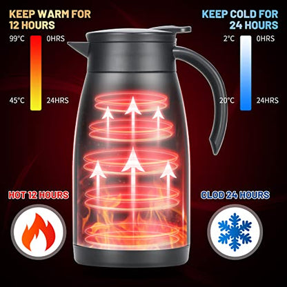 34oz Insulated Coffee Carafe with Handle, Black - color: Black, size: 34 oz