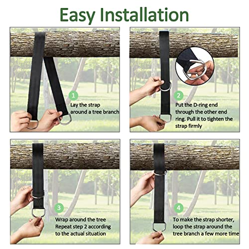 Safe Tree Swing Hanging Straps Kit, 3FT/10FT/15FT/20FT, Heavy Duty Holds 5500LBS Extra Long Adjustable Tree Swing Straps, Easy & Fast Way to Hang Any Swing or Hammock(3 FT) - color: black, size: 3FT