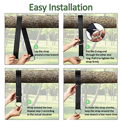 Safe Tree Swing Hanging Straps Kit, 3FT/10FT/15FT/20FT, Heavy Duty Holds 5500LBS Extra Long Adjustable Tree Swing Straps, Easy & Fast Way to Hang Any Swing or Hammock(3 FT) - color: black, size: 3FT