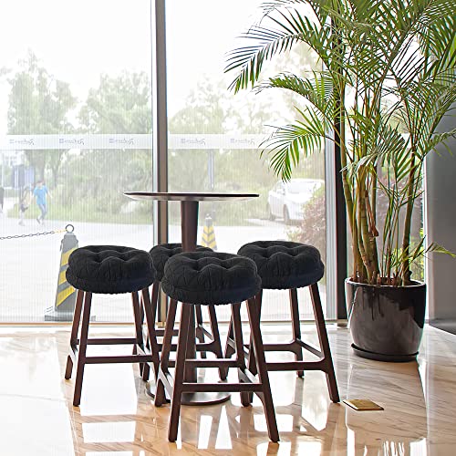 BUYUE Round Bar Stool Seat Cushion, Dia.13 Luxury Fashion Jacquard with Anti-Skid Silicone Bar Stool Cushion Padded (Black, M,1 Count) - color: Black, style: Round M