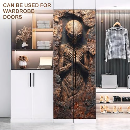 Alien Creature Door Mural, Sci Fi Fossil Fantasy Door Cover - color: Colorful2205