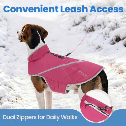 VIVAGLORY Dog Jacket Warm Snowrap Dog Winter Coat Vest, S, Fuchsia - color: Fuchsia, size: S(Chest: 18-22'')