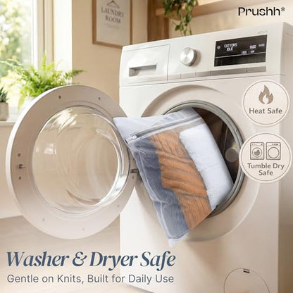 3Pc Spacious Durable Mesh Laundry Bags (16x20 Inches) Protects Delicates, Fine Mesh for Uniform Wash & Dry, Auto-Lock Zipper, Washer-Friendly, For Home, Dorm or Storage, Fits Socks to Sweaters