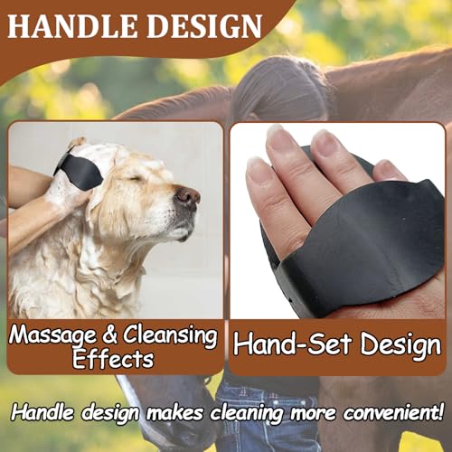 Rubber Curry Comb with Handle, Grooming Brush for Dogs, Cats & Horses - color: Rubber Curry Comb