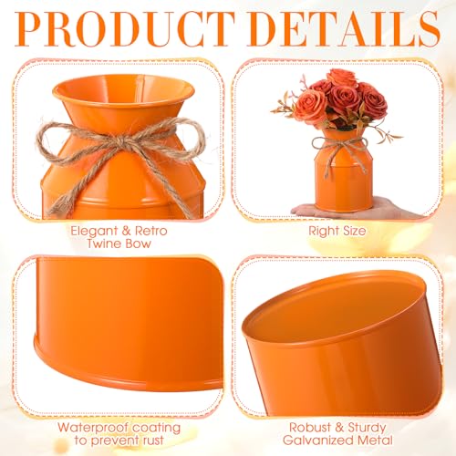 Domensi 6 Pcs Farmhouse Metal Flower Vase, Orange - color: Orange