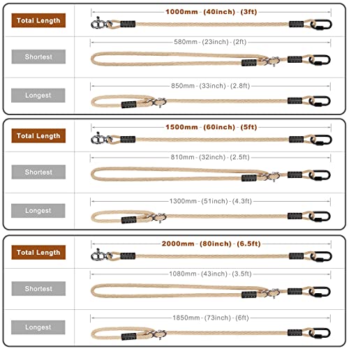 SELEWARE 6.5ft Tree Swing Rope, Adjustable Hammock Straps Hanging Kit - color: Beige1-1 Pack, size: 6.5ft