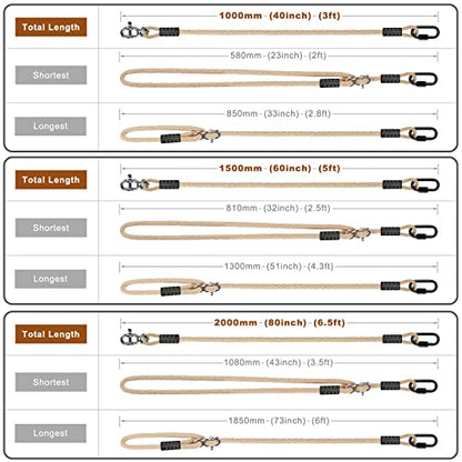 SELEWARE 6.5ft Tree Swing Rope, Adjustable Hammock Straps Hanging Kit - color: Beige1-1 Pack, size: 6.5ft