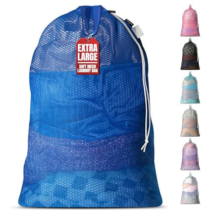 Handy Laundry Mesh XL Laundry Bag 24"x36" with Shoulder Strap, Blue | XL 24x36 Mesh Laundry Bag, Handles & Shoulder Strap, Breathable, Machine Washable, Dorm Travel Bedding, Blue - color: Blue, size: 1-Pack