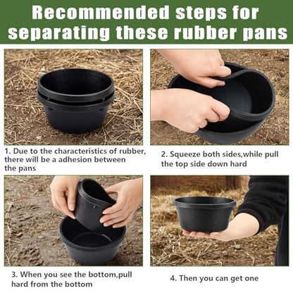 Sadnyy 2 Pcs 1.06 Quart/ 0.26 Gallon Rubber Feeder Pan Horse Feed Bucket - size: 1.06 Quart/ 0.26 Gallon