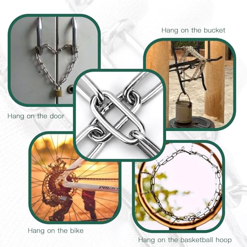 2PCS Stainless Steel Gate Chain Lock - 24 Inch Chain Link with Double-Ended Carabiners for Outdoor Fence and Metal Gates - Secure Gate Latches and Locks for Cow, Horse, Dog, Pet Cages - size: 2 Pack