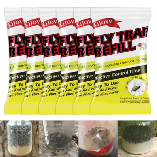 6 Pack Trap Refills, 6 * 30g Fly Bait Packets for All Reusable Flies Trap - size: 6 pack