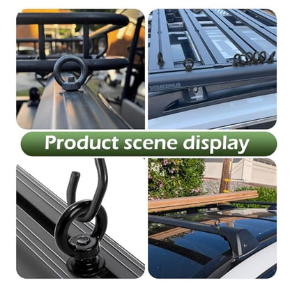 4PCS T Track Mount Tie Down Anchor for Roof Rack, M8 Sturdy Stainless Steel T Slot Bolt Tie Down Rings Anchoring Kit, Use for Holding Bungee Cord, Ropes (Black)