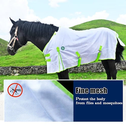 White Comfy Mesh Horse Fly Sheet, 66in - color: white, size: 66Inch-168cm
