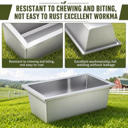 Geelin 2 Pcs 6 Gallon/24 Quart Livestock Water Trough, Stainless Steel - size: 6 Gallon/24 Quart