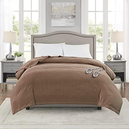 Beautyrest Heated Blanket Queen, Micro Fleece Electric Blanket, Brown - color: Brown, size: Queen