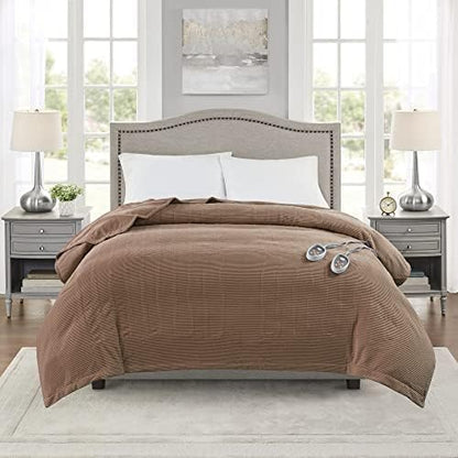 Beautyrest Heated Blanket Queen, Micro Fleece Electric Blanket, Brown - color: Brown, size: Queen