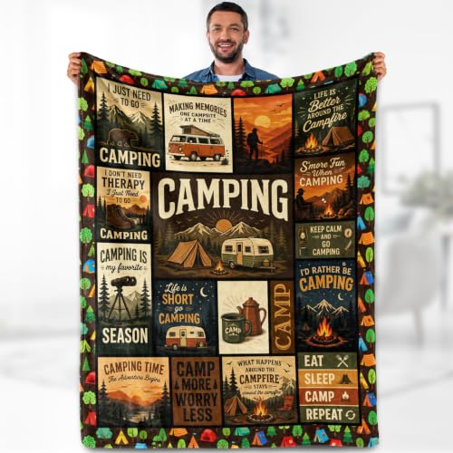Aimego Camping Blanket 50" x 60" Flannel RV Campfire Gift - color: Camping Blanket, size: 50"x60"