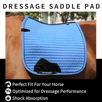 EQUINEWAVE Aria Soft Suede Dressage Saddle Pad – Breathable Moisture-Wicking Lining, Shock-Absorbing Cushion, Contoured Spine, English Horse Saddle Pad - color: Sky Blue