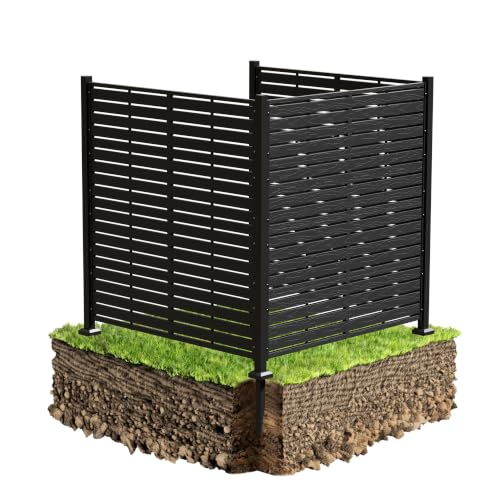 Air Conditioner Fence, 49" W X 52" H U Shape AC Unit Fence, Black | Fence to Hide Trash Cans, Outdoor AC Unit Hider, Horizontal HDPE Privacy Fence, Outdoor Privacy Screens - color: Black, size: (U-shape) 48"W×48"L×50"H