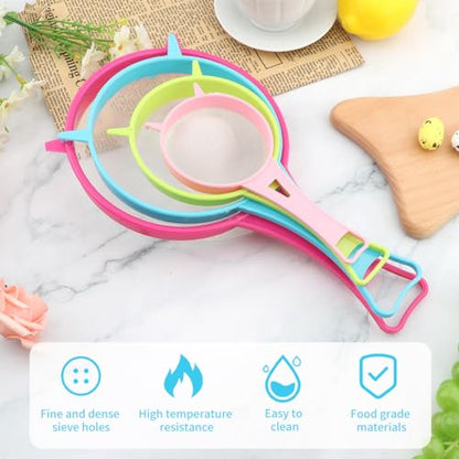 4Pcs Fine Mesh Strainer Set, Solid-Liquid Separator Gadget, Plastic Flour Colander with Non Slip Handles, Kitchen Tools for Yogurt Baking Tea Coffee Juice Pasta(4 Size)