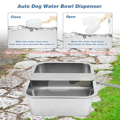 YUEPET 3 Gallon Auto Dog Water Bowl Dispenser Outside Automatic Water Dispenser for Large Dogs Stainless Steel Auto-Fill Dog Waterer Feeder with Float Valve for Pets Indoor Outdoor Use