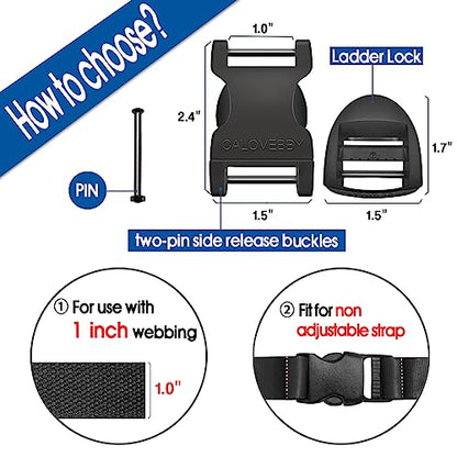 1" Buckle Quick Side Release Buckle,Adjustable No Sewing Clip,Plastic Replacement for Nylon Webbing Straps,Backpack Pack Belt - color: 4 Pcs 1 Inch