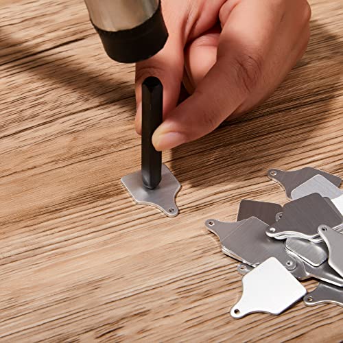 Zhengmy 50 Pieces Metal Cow Tag Blank Metal Stamping Blanks Aluminum Tiny Cattle Ear Tag with Hole for Handmade Number Dog Name ID Women Jewelry, 0.06 Inch Thick