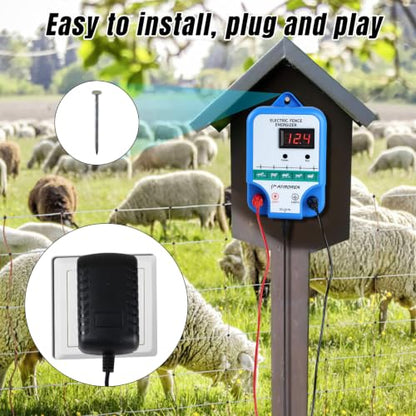 Electric Fence Charger - Multi-Powered, 12 kV 3 Joules High-Power Output Energizer with LED Display, Repels Large Wildlife - Ideal for Livestock, Pet, Poultry, Gardens, Orchards Protection