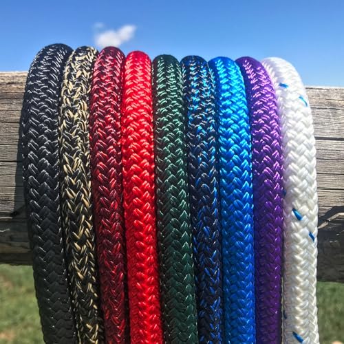 PARELLI 22 Foot Ground Training Rope - Strong Everyday Use All-Purpose Large Horse Lead Rope with Loop & Latigo Popper | 9/16" Diameter Smooth Yachting Braid, White - color: White