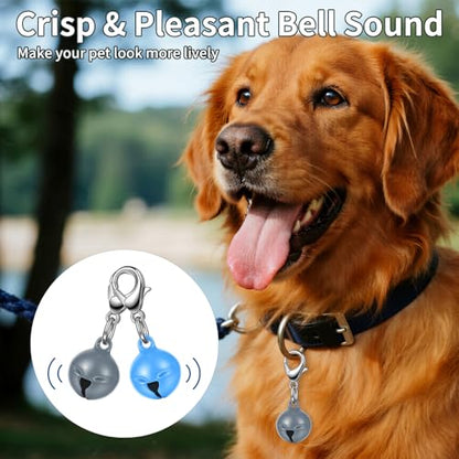 Larrel 14 Pcs Pet Bell, Small Dog Collar Bell with Key Rings Clasps Cat Collar Charms Pet Pendant Accessories for Small Animal Dog Goat Puppy Kitty Pets Training to go Outside 1/2-Inch (Colourful)