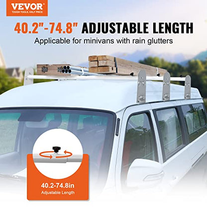VEVOR Ladder Racks for Van, 40.2 inch-74.8 inch Adjustable Van Racks, 750 LBS Capacity Alloy Steel Roof Ladder Racks, Rain Gutter Racks Compatible with Minivans, Full-Size Vans, 3 Pcs White - size: for Full-size Vans