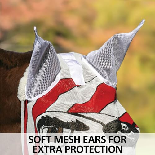 Schneiders Dura-Mesh Designer Fly Horse Masks | Fun Patterns & 70% UV Protection | Durable 1000D Mesh with Ear Coverage & Fleece Comfort - color: Pirate, style: Pirate