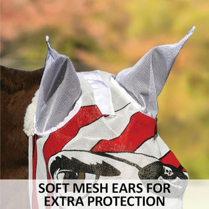 Schneiders Dura-Mesh Designer Fly Horse Masks | Fun Patterns & 70% UV Protection | Durable 1000D Mesh with Ear Coverage & Fleece Comfort - color: Pirate, style: Pirate