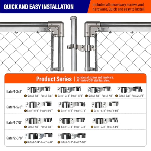 Heavy Duty Stainless Steel 1-3/8" x 1-5/8" Chain Link Fence Gate Fork Latch with Hole for Padlock（Fit 1 3/8" Gate Frame） 1Pack - size: 1-3/8''x1-5/8''-1P