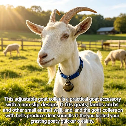 5 Pack Nylon Goat Collar with Bell, Adjustable for Small Livestock