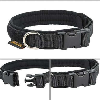 EXCELLENT ELITE SPANKER Military Nylon Small Puppy Dog Collar with Padded - color: Black, size: S-(13.4"-17.7")