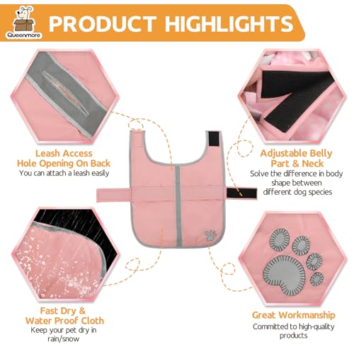 Queenmore Dog Winter Coat, Fleece Puffer Dog Down Vest, Samll Dogs Coat - color: Light Pink, size: Small