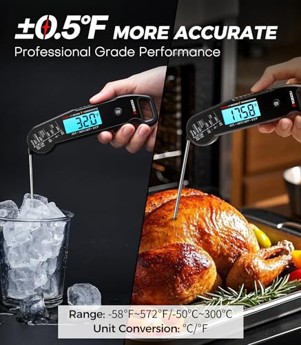 Atogou Professional Meat Thermometer Digital, <1 Sec Instant Read, Black - color: Black