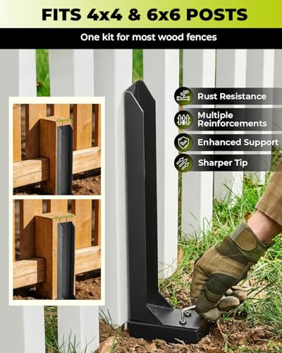 SakerNeo 4 pcs Fence Post Repair Kit Post Base - style: 4 pcs
