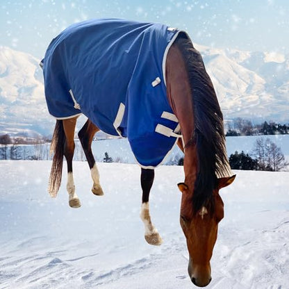 1200D Winter Waterproof Horse Trunout Blanket, 280g Warm Cotton Filling Liner with Turnout Neck Cover Detachable, Medium Weight Waterproof Horse Blanket (Back Length 72 inch / 135 CM) - size: Back Length 72 inch / 135 CM