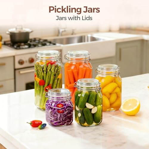 ComSaf Large Square Glass Jars with Airtight Lids 78 oz 3 Pack Wide Mouth - size: 78oz*3
