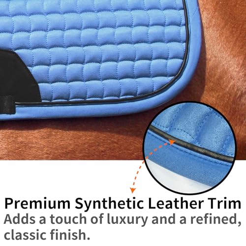 EQUINEWAVE Aria Soft Suede Dressage Saddle Pad – Breathable Moisture-Wicking Lining, Shock-Absorbing Cushion, Contoured Spine, English Horse Saddle Pad - color: Sky Blue
