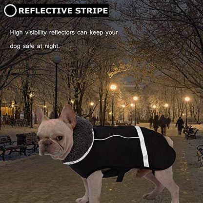 QBLEEV Warm Dog Coat, Reflective Dog Jacket, Waterproof Dogs Winter Coat - color: Black, size: Medium