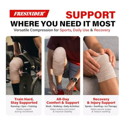 FRESINIDER Premium Elastic Bandage Wrap 4 Inch, 8 Pack, Hook and Loop - color: 8 Pack X 4 Inches
