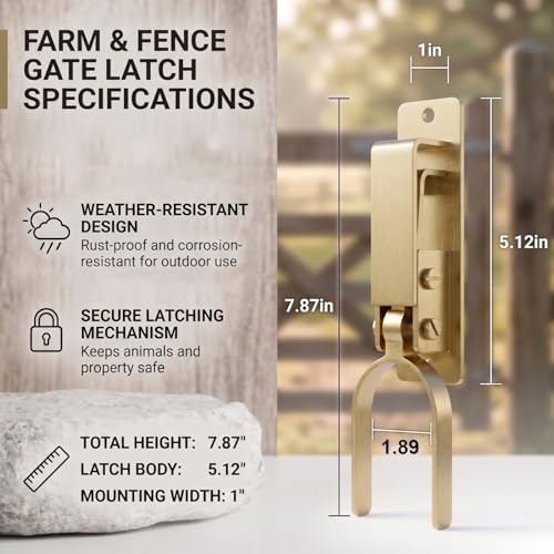 Instant Locking Farm Gate Latch, Heavy Duty Rust-Resistant Steel, One-Hand Operation Safety Catch for Wood, Metal and Pipe Gates, Ideal for Ranch & Backyard