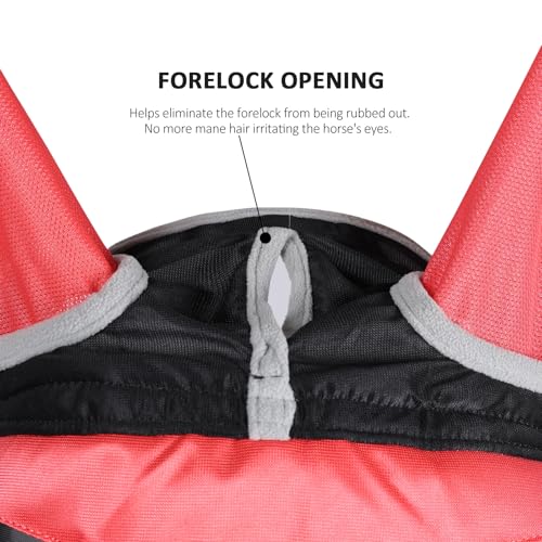 Harrison Howard Horse Fly Mask with Ears & Long Nose Cover, UV Protection, Fine Mesh Fly Mask for Horses, Large Eye Space & Soft Fleece Edging for Turnout & Grazing Orange/Black L - size: L