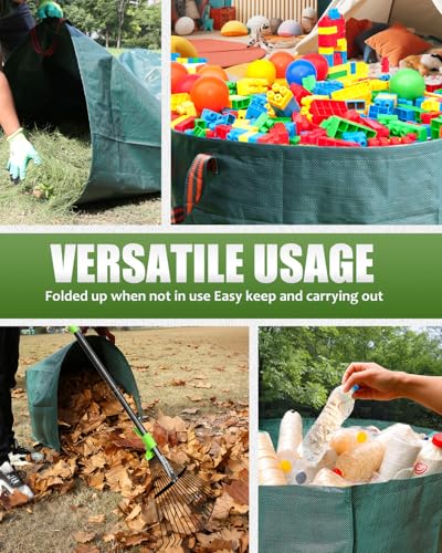 63.4 Inch Adjustable 18 Tines Metal Leaf Rake Set with 40 Gal Dustpan Bags | Adjustable garden rake, Leaf scoop set, Lawn debris collector, Metal tine rake,Outdoor yard tool,Garden shrub & grass sweeper - style: Green Rake Set