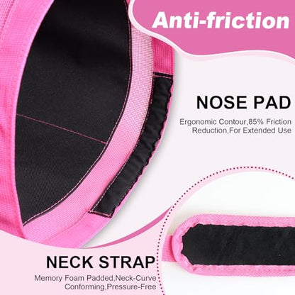 Heavy Duty Durable Waterproof Horse Feed Bag with Adjustable Strap - color: Rose Pink
