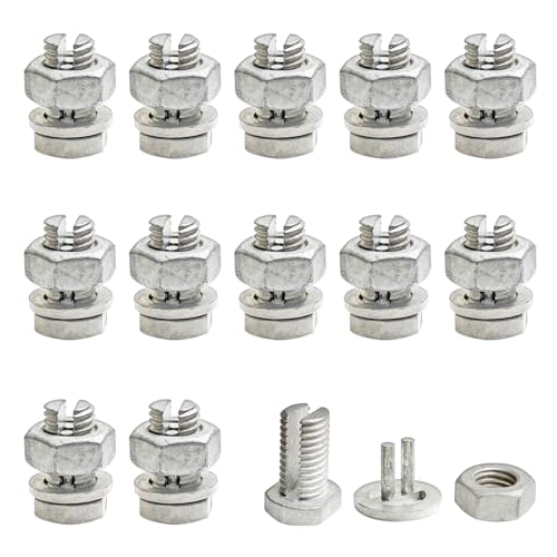 Split Bolts Electrical Fence Connector, 12PCS Wire Join Clamp Split Bolt Wire Connector for Electric Fence Wire, High Tensile Wire, Polywire, Jumper & Underground Cable (Hex Nut for Tight Grip)